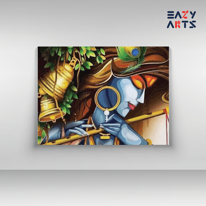 Vibrant Krishna: Artistic Flute & Peacock Feather Paint by Numbers Kit