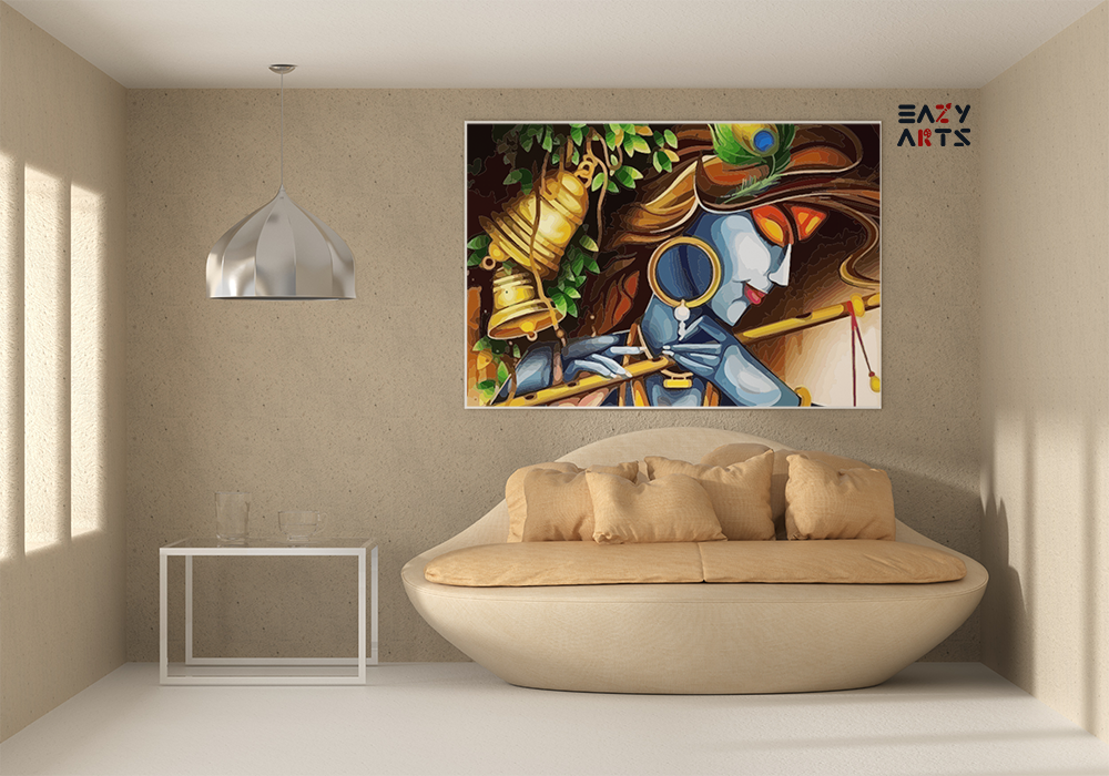 Vibrant Krishna: Artistic Flute & Peacock Feather Paint by Numbers Kit