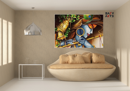 Vibrant Krishna: Artistic Flute & Peacock Feather Paint by Numbers Kit