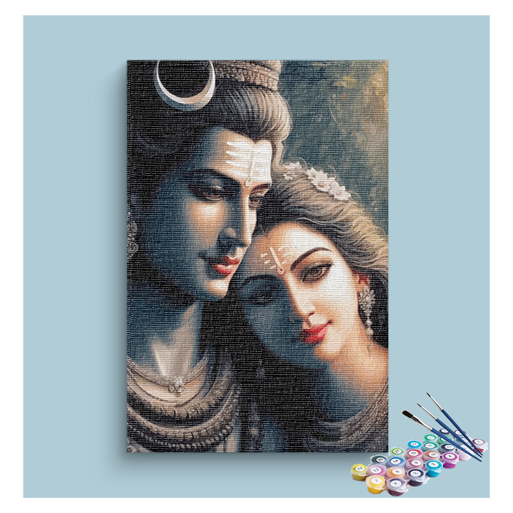 Lord Shiva and Goddess Parvati Paint by Numbers Kit