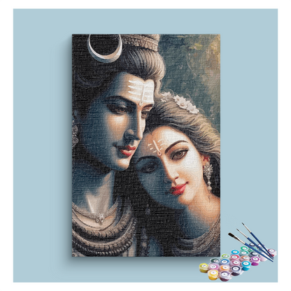 Lord Shiva and Goddess Parvati Paint by Numbers Kit