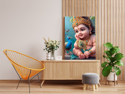Innocent Joy: Bal Krishna with Peacock Paint by Numbers Kit