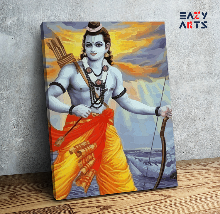 Righteous Warrior: Lord Ram with Bow and Arrow Paint by Numbers Kit