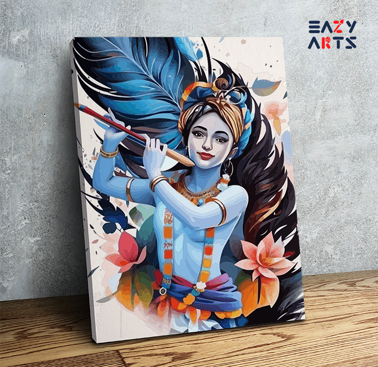 Artistic Bliss: Modern Krishna with Flute Paint by Numbers Kit