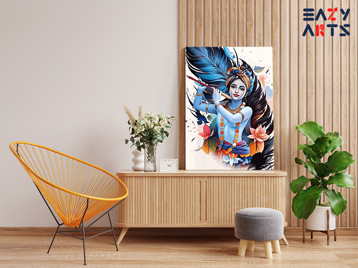 Artistic Bliss: Modern Krishna with Flute Paint by Numbers Kit