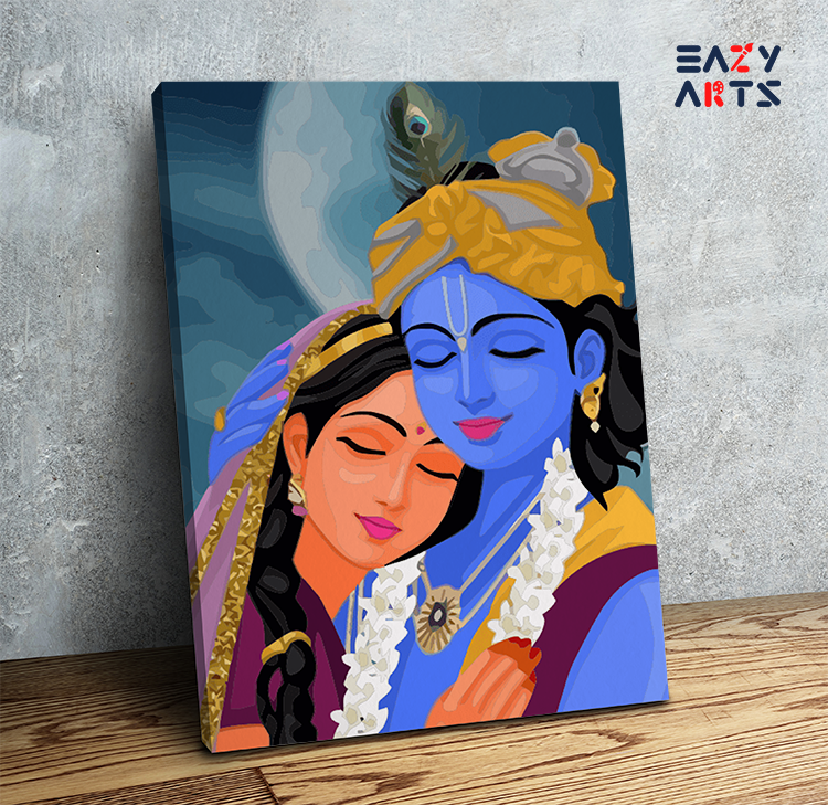 Eternal Love: Radha Krishna Embrace Paint by Numbers Kit