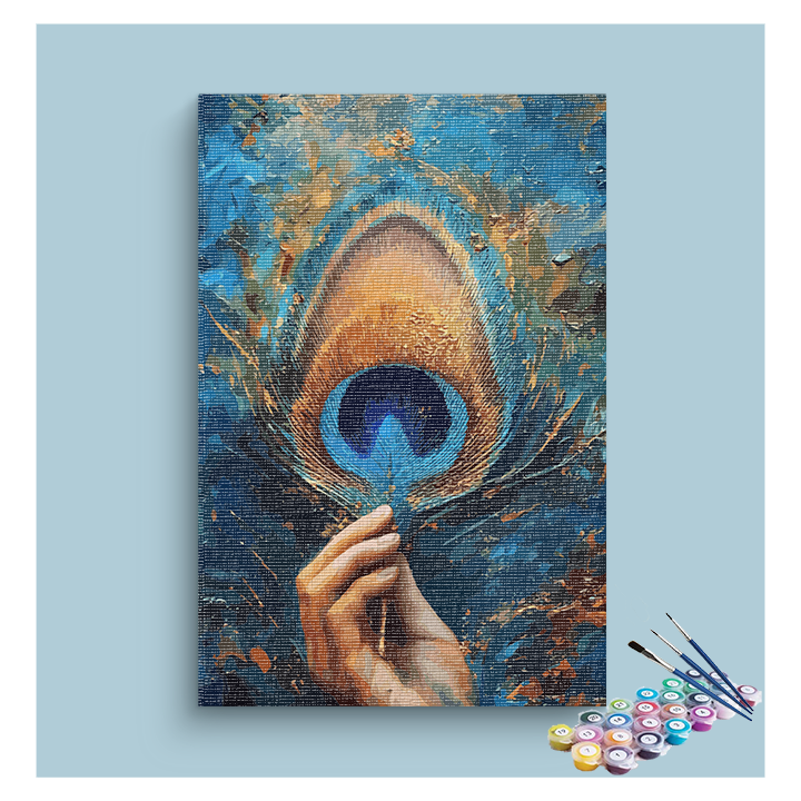 Divine Feather: Peacock Feather of Krishna Paint by Numbers Kit