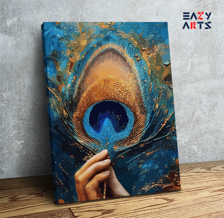 Divine Feather: Peacock Feather of Krishna Paint by Numbers Kit