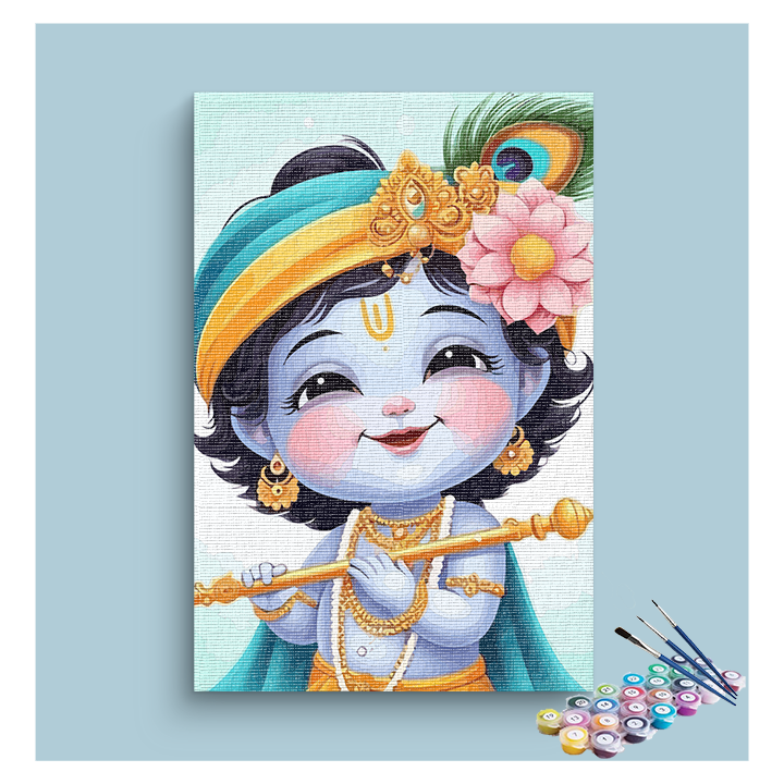 Joyful Krishna: Adorable Baby Krishna Paint by Numbers Kit
