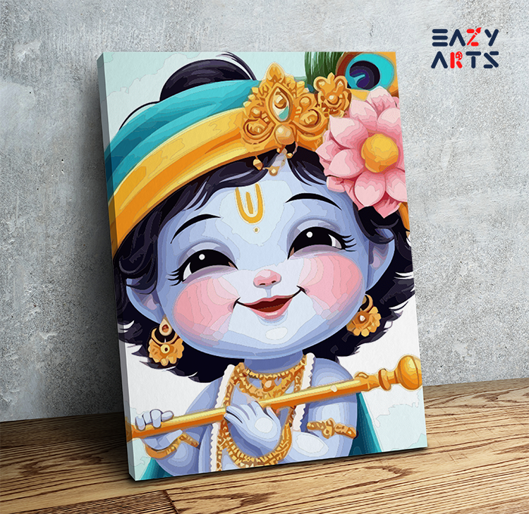 Joyful Krishna: Adorable Baby Krishna Paint by Numbers Kit