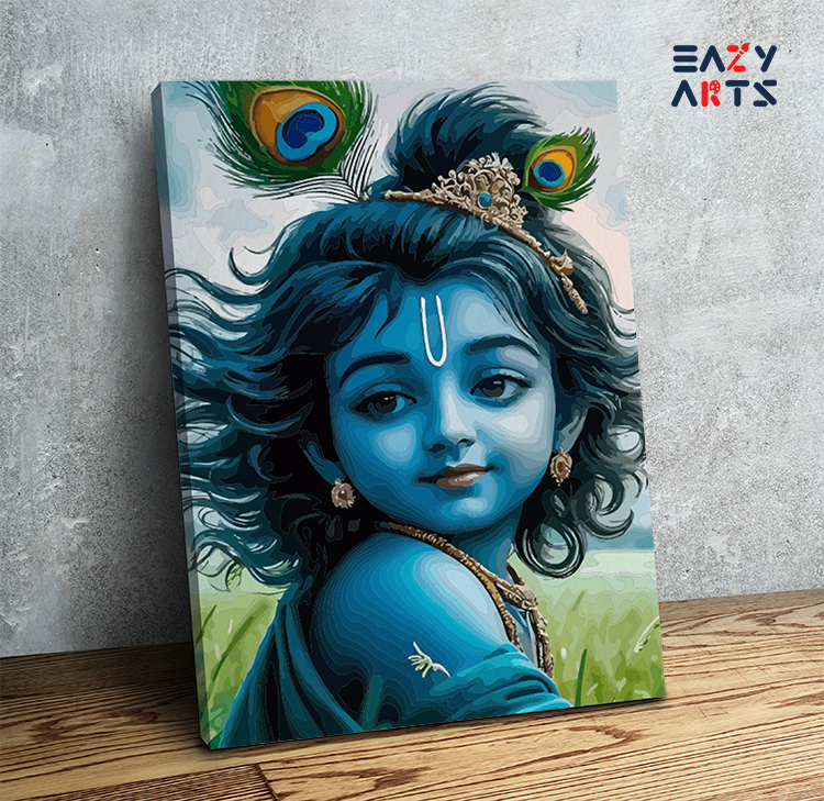 Divine Bliss: Baby Krishna in the Fields Paint by Numbers Kit