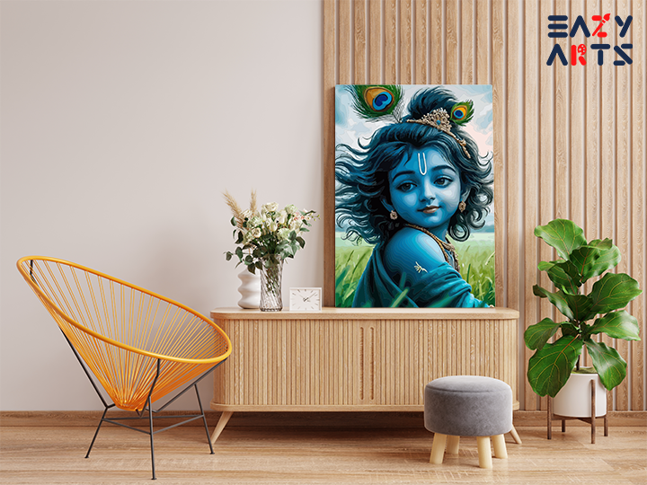 Divine Bliss: Baby Krishna in the Fields Paint by Numbers Kit