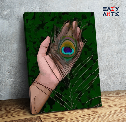 Graceful Feather: Krishna’s Peacock Feather in Hand Paint by Numbers Kit
