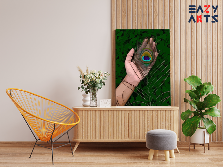 Graceful Feather: Krishna’s Peacock Feather in Hand Paint by Numbers Kit