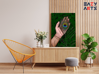 Graceful Feather: Krishna’s Peacock Feather in Hand Paint by Numbers Kit