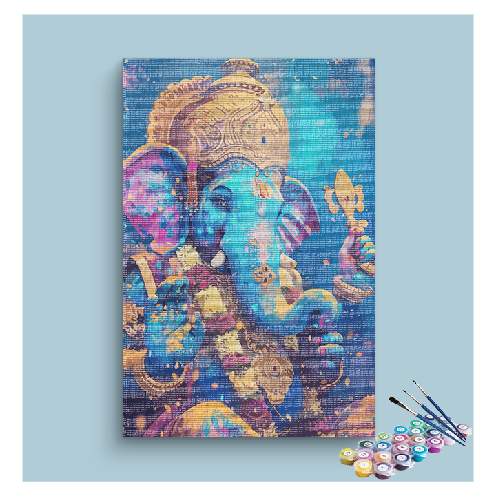 Vibrant Blessings: Lord Ganesha Paint by Numbers Kit