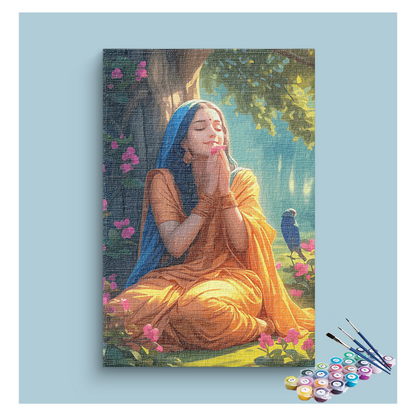 Divine Serenity: Sita in Contemplation Under the Tree Paint by Numbers Kit