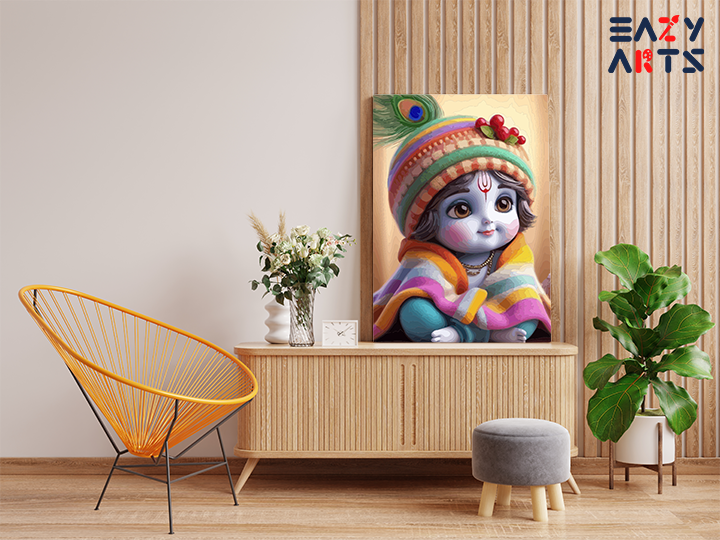 Cuddly Krishna: Baby Krishna in Colorful Blanket Paint by Numbers Kit