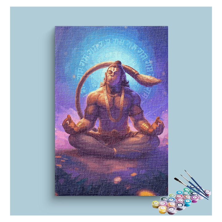 Divine Meditation: Lord Hanuman in Deep Contemplation Paint by Numbers Kit