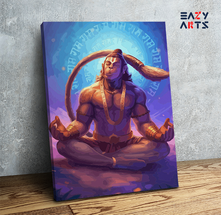 Divine Meditation: Lord Hanuman in Deep Contemplation Paint by Numbers Kit