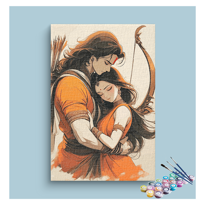 Eternal Love: Rama and Sita Divine Embrace Paint by Numbers Kit