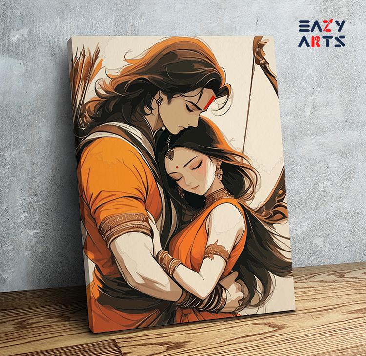 Eternal Love: Rama and Sita Divine Embrace Paint by Numbers Kit