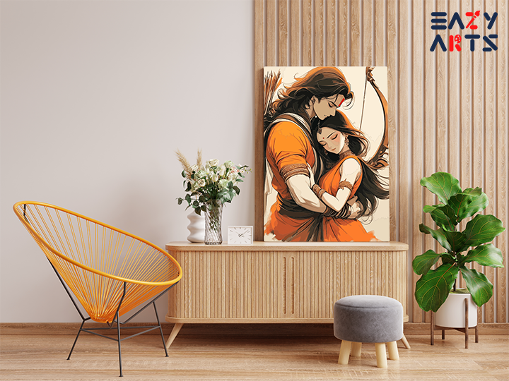 Eternal Love: Rama and Sita Divine Embrace Paint by Numbers Kit