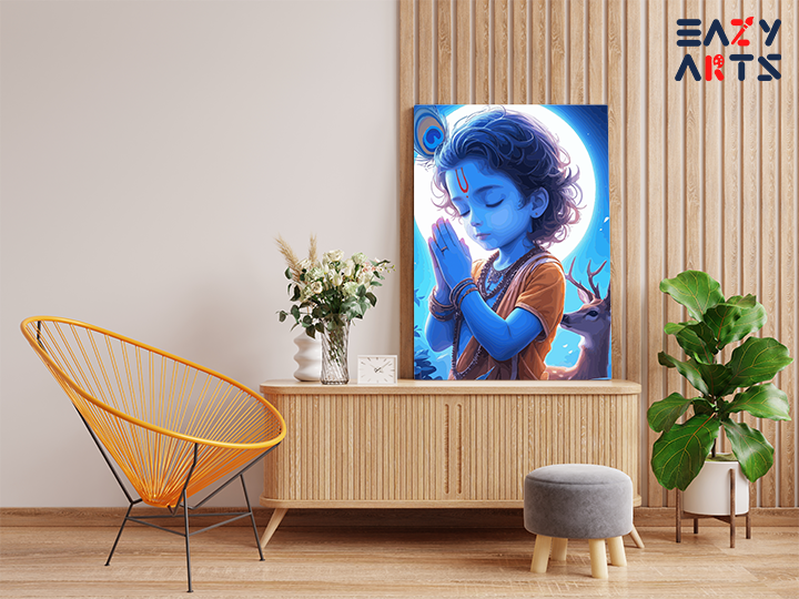 Moonlit Devotion: Baby Krishna in Prayer Paint by Numbers Kit