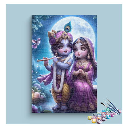 Moonlit: Baby Krishna and Radha Paint by Numbers Kit