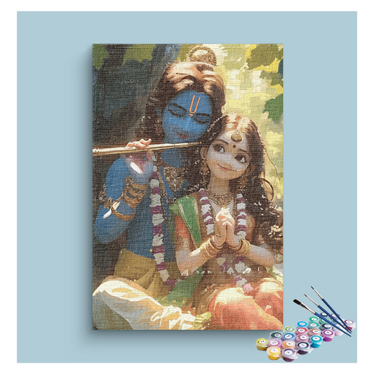 Blissful Melody: Krishna and Radha in Divine Harmony Paint by Numbers Kit