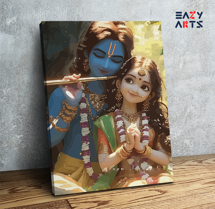 Blissful Melody: Krishna and Radha in Divine Harmony Paint by Numbers Kit