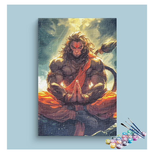 Divine Strength: Lord Hanuman in Meditation Paint by Numbers Kit