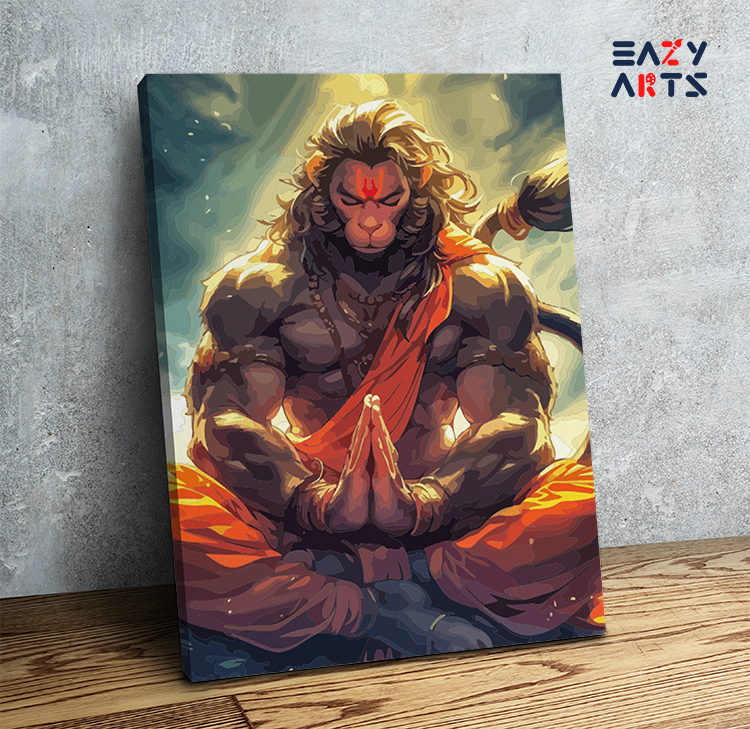 Divine Strength: Lord Hanuman in Meditation Paint by Numbers Kit