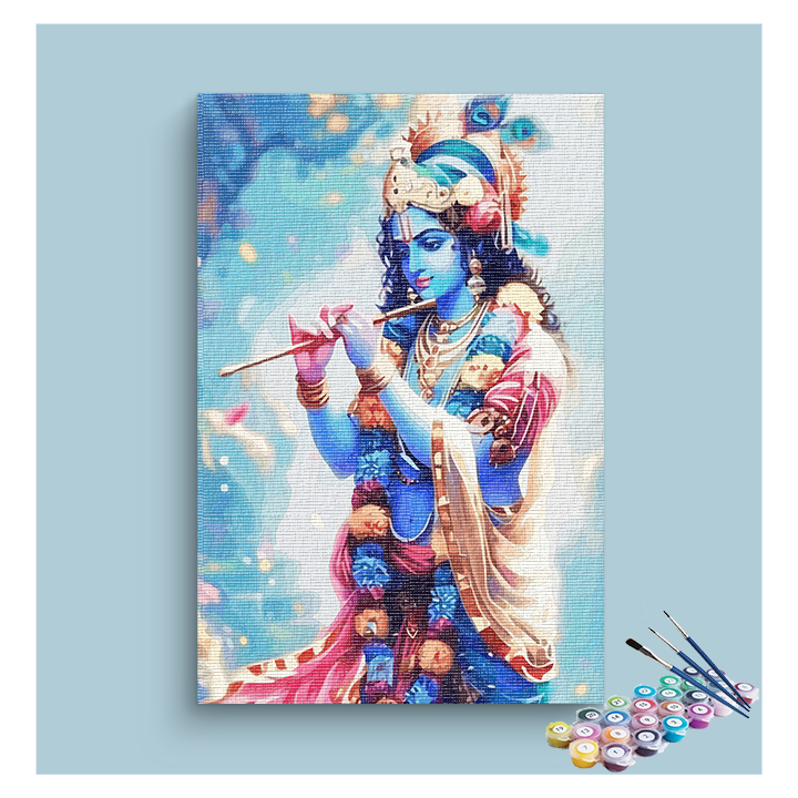 Melodious Bliss: Krishna Playing Flute Paint by Numbers Kit