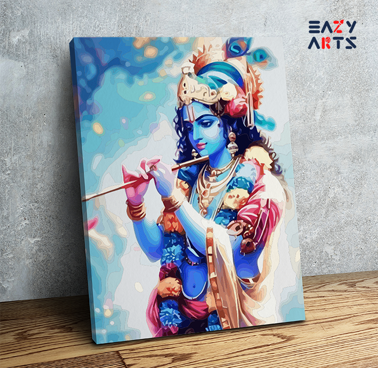 Melodious Bliss: Krishna Playing Flute Paint by Numbers Kit