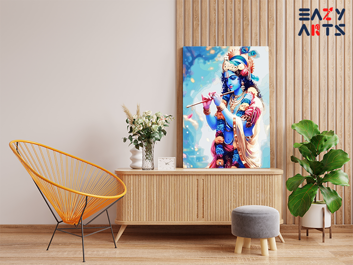 Melodious Bliss: Krishna Playing Flute Paint by Numbers Kit
