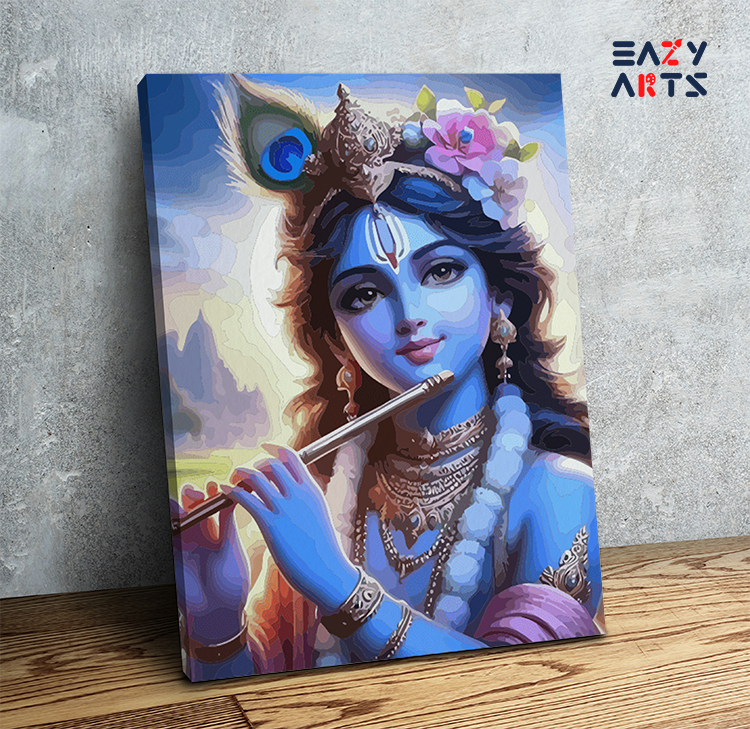 Divine Melody: Krishna Playing the Flute Paint by Numbers Kit