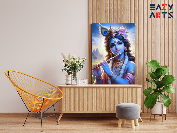 Divine Melody: Krishna Playing the Flute Paint by Numbers Kit