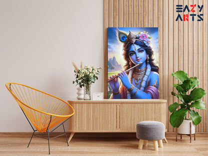 Divine Melody: Krishna Playing the Flute Paint by Numbers Kit