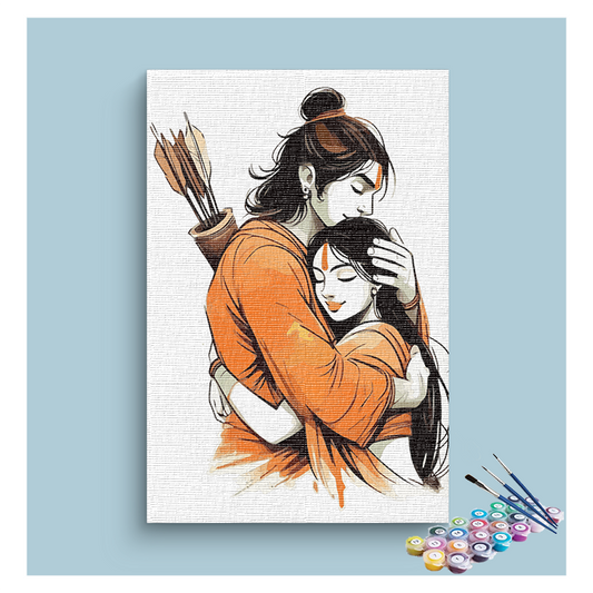Divine Embrace: Ram and Sita Paint by Numbers Kit