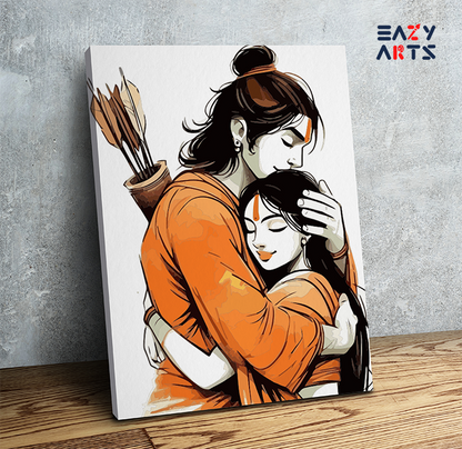 Divine Embrace: Ram and Sita Paint by Numbers Kit