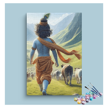 Pastoral Bliss: Krishna Leading the Herd Paint by Numbers Kit