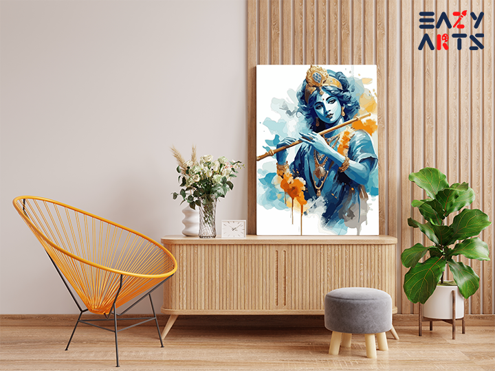 Divine Melody: Krishna Playing the Flute Painting Paint by Numbers Kit