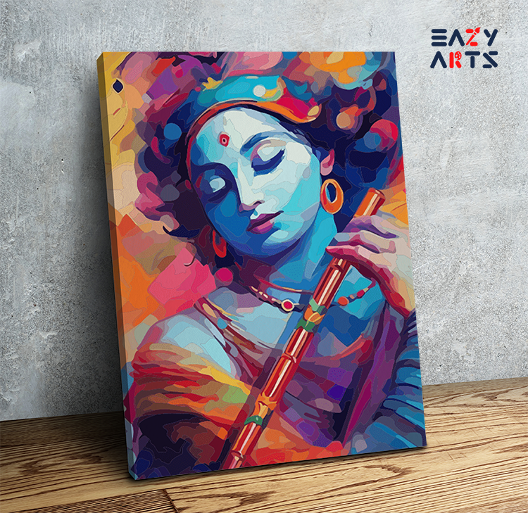Vibrant Reverie: Krishna in Tranquil Bliss Paint by Numbers Kit