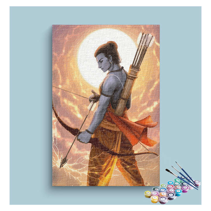 Divine Warrior: Lord Rama in Majestic Valor Paint by Numbers Kit