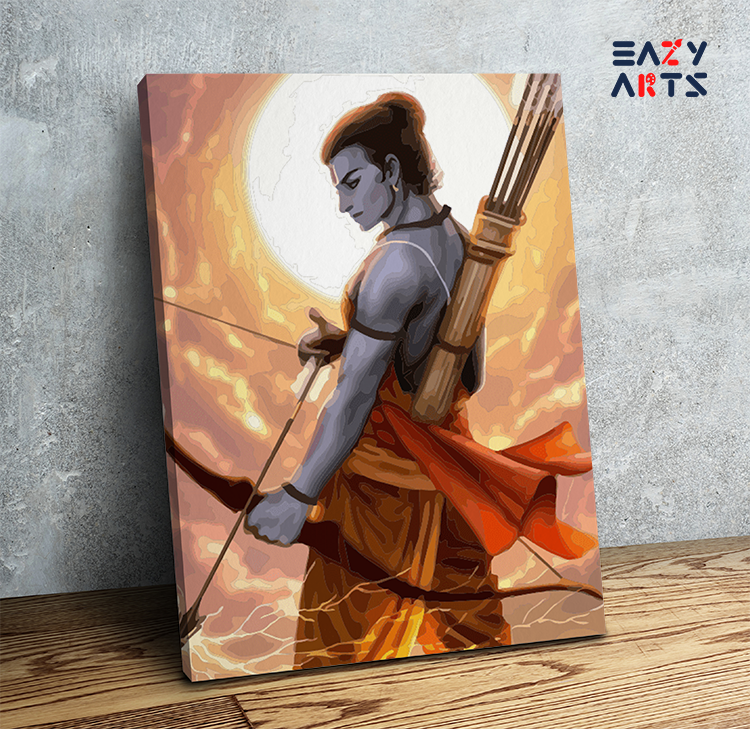 Divine Warrior: Lord Rama in Majestic Valor Paint by Numbers Kit