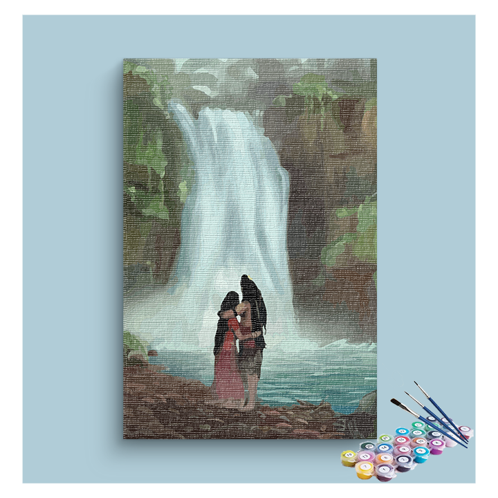 Shiva and Parvati by the Waterfall Paint by Numbers Kit