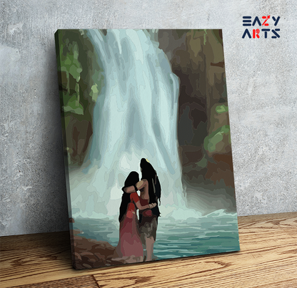 Shiva and Parvati by the Waterfall Paint by Numbers Kit