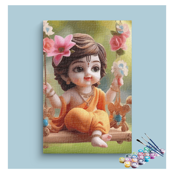 Baby Krishna on Swing Paint by Numbers Kit