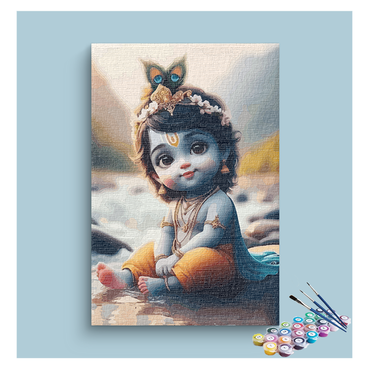 Charming Krishna: Baby Krishna by the River Paint by Numbers Kit